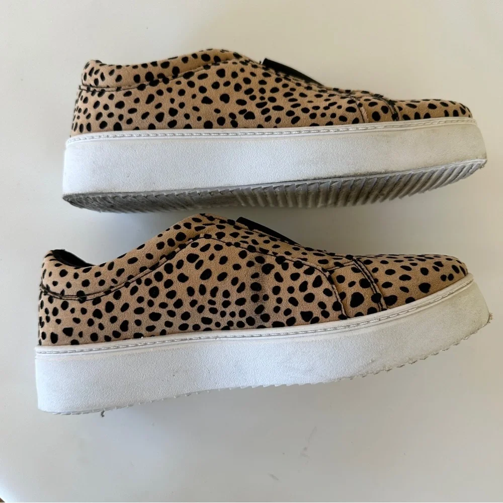 Qupid Tan and Black Spotted Slip-On Sneakers Size 8.5